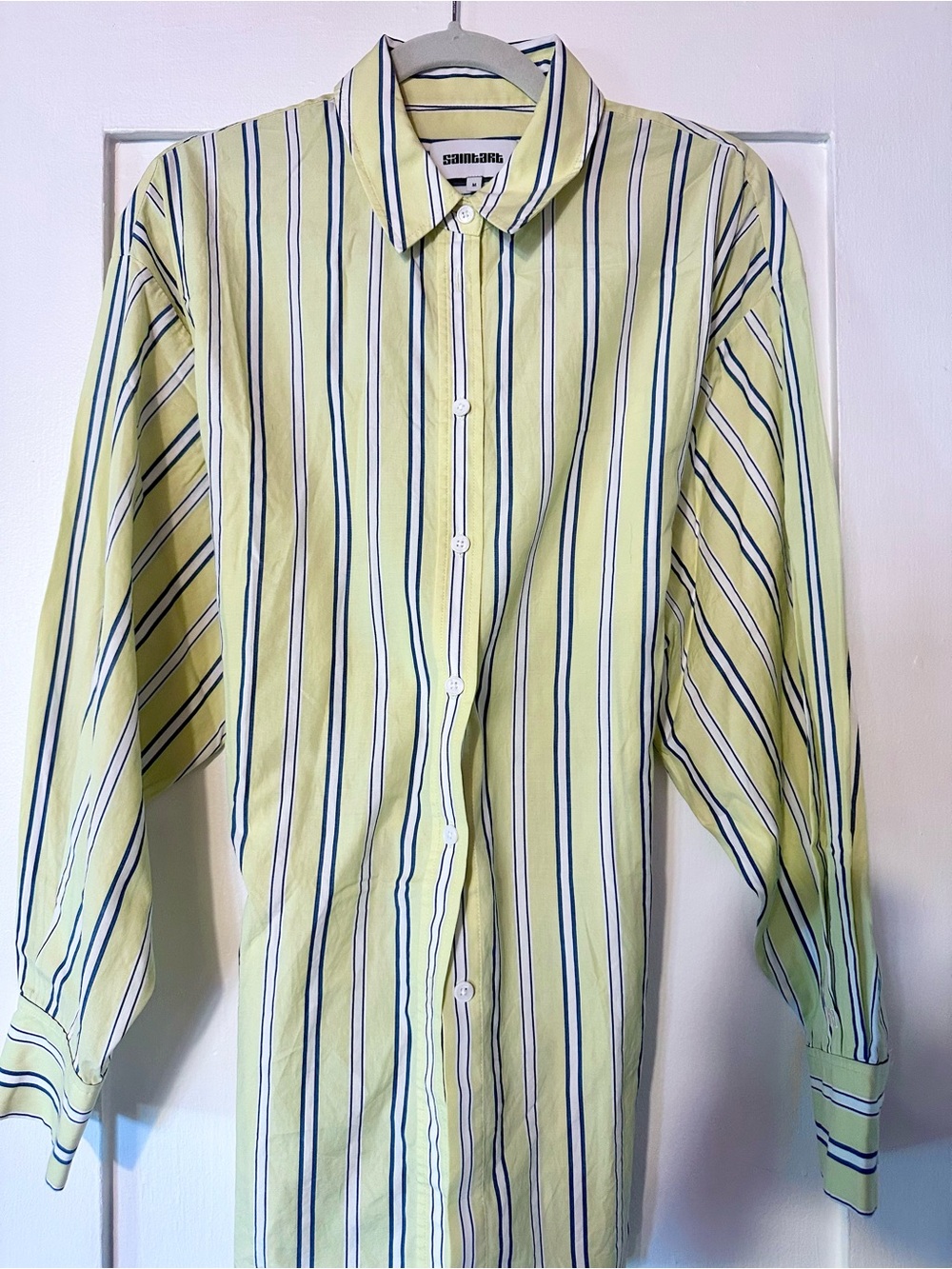SAINTART Yellow Striped Button-Up Shirt